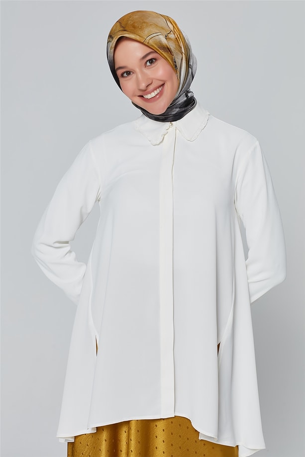 Armine Patlı Gömlek 20Ka3918 Beyaz