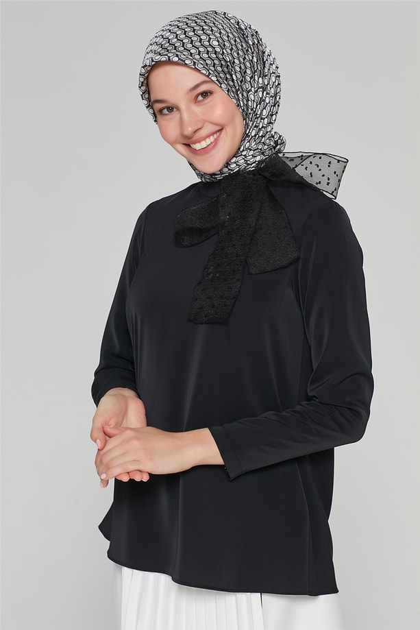 Armine Boyundan Bağlamalı Bluz 20Ka3920 Siyah