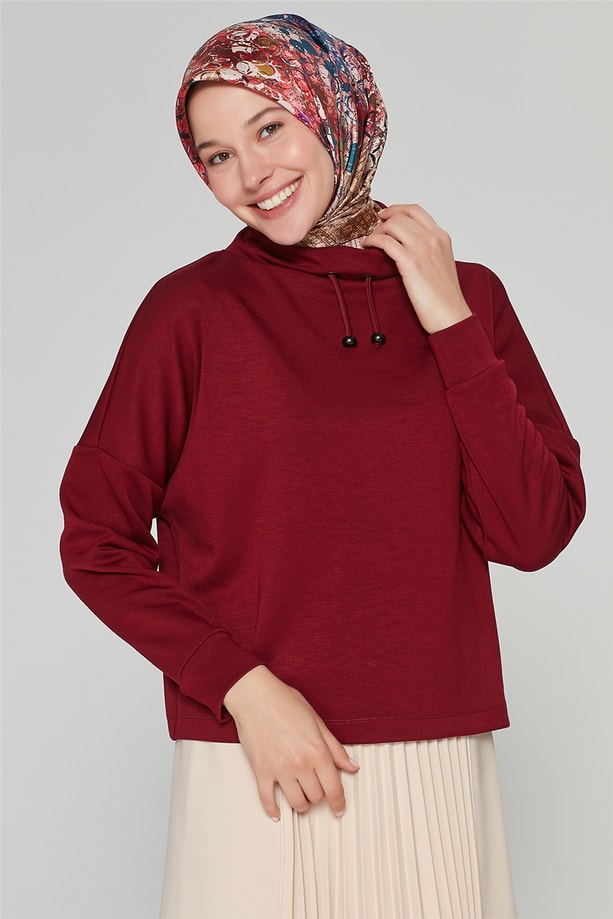 Armine Degaje Yaka Bluz 20Ka3937 Bordo