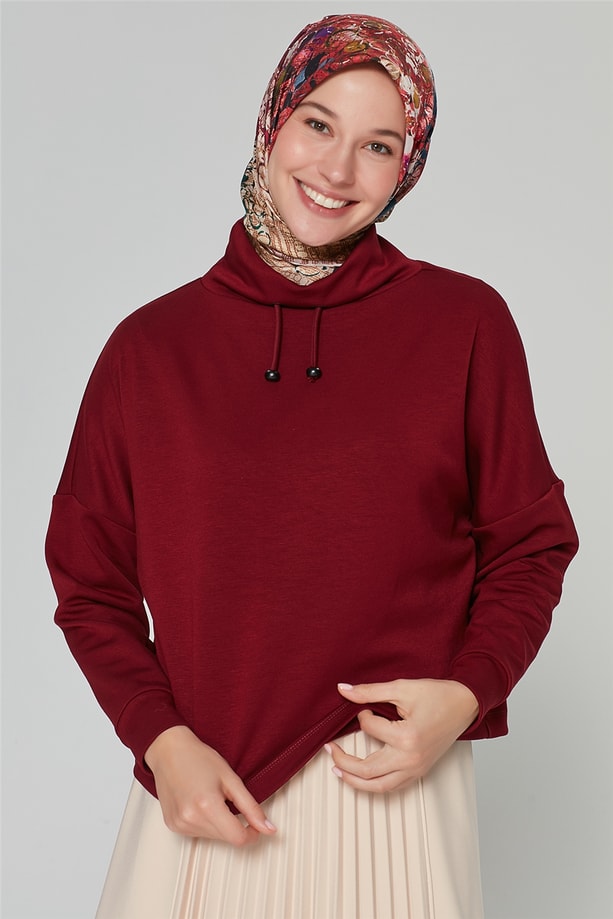 Armine Degaje Yaka Bluz 20Ka3937 Bordo