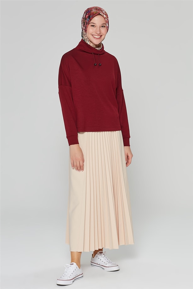 Armine Degaje Yaka Bluz 20Ka3937 Bordo