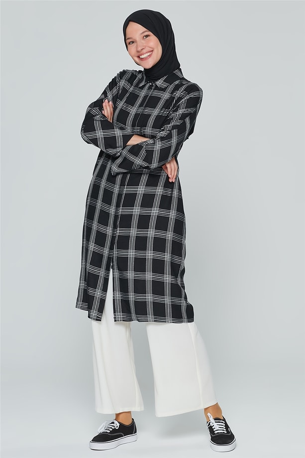 Armine Ekoseli Tunik 20Ka4309 Siyah