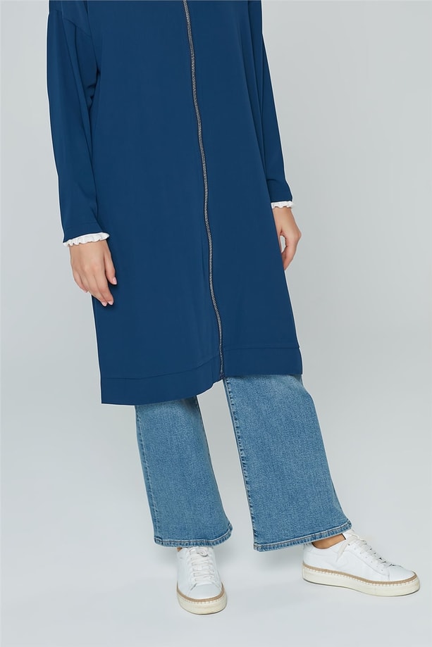 Armine Fermuarlı Tunik 20Ka4314 İndigo