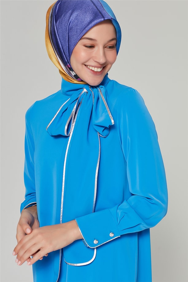 Armine Fiyonk Bağlamalı Tunik 20Ka4318 Mavi