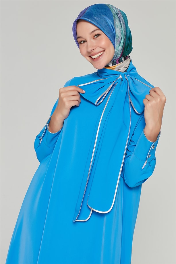 Armine Fiyonk Bağlamalı Tunik 20Ka4318 Mavi