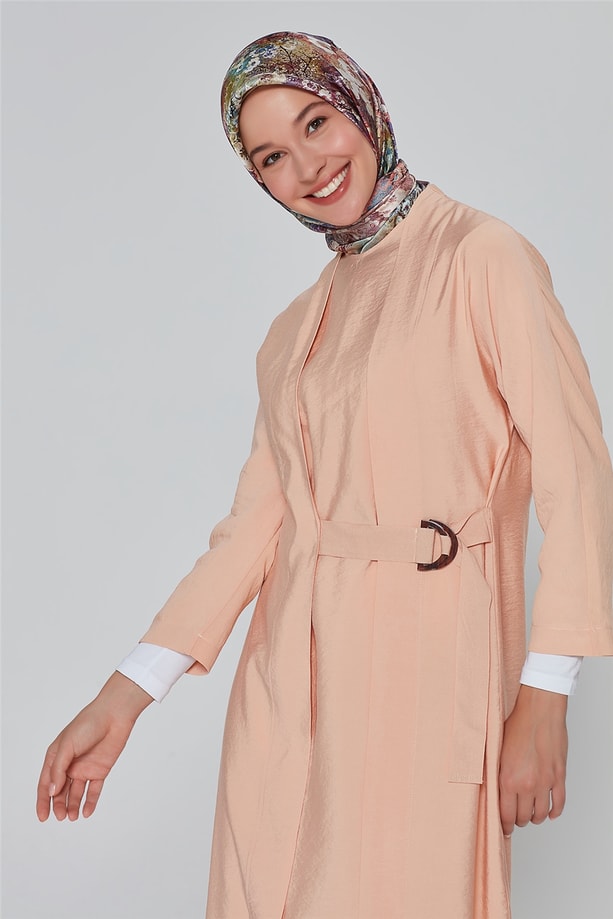 Armine Beli Tokalı Bağlamalı Tunik 20Ka4324 Somon