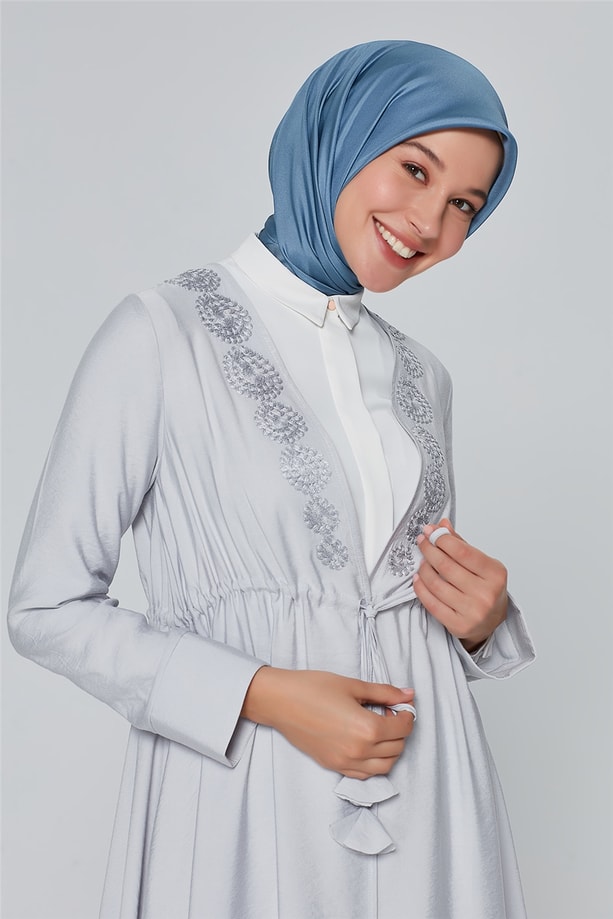 Armine Beli Bağlamalı  Hırka 20Ka5311 Gri