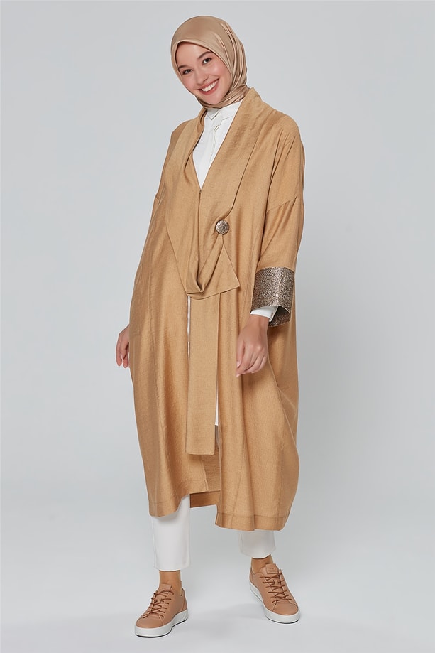 Armine Parlak Manşetli Hırka 20Ka5312 Camel