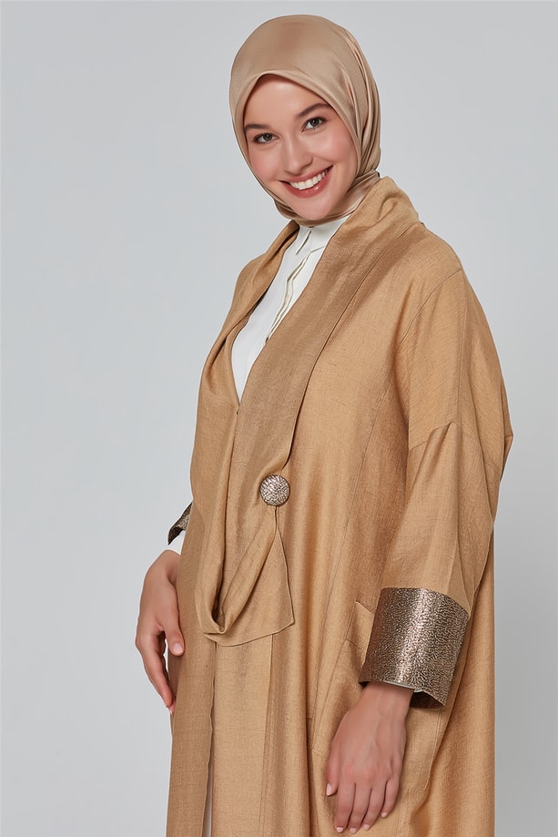 Armine Parlak Manşetli Hırka 20Ka5312 Camel