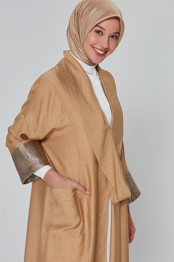 Armine Parlak Manşetli Hırka 20Ka5312 Camel