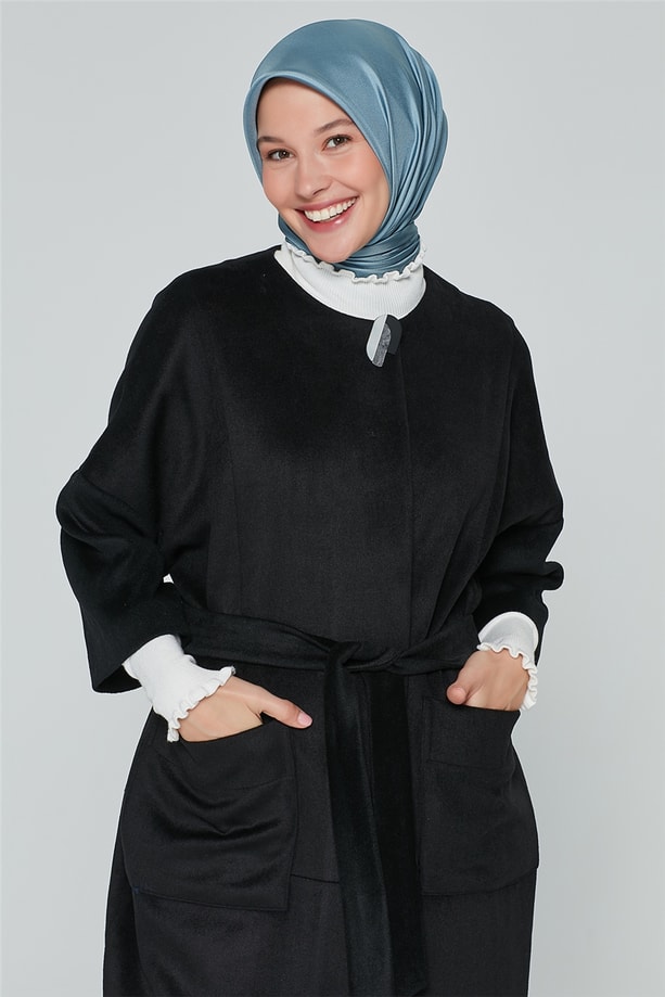 Armine Yakasız Kaban 20Ka7209 Siyah