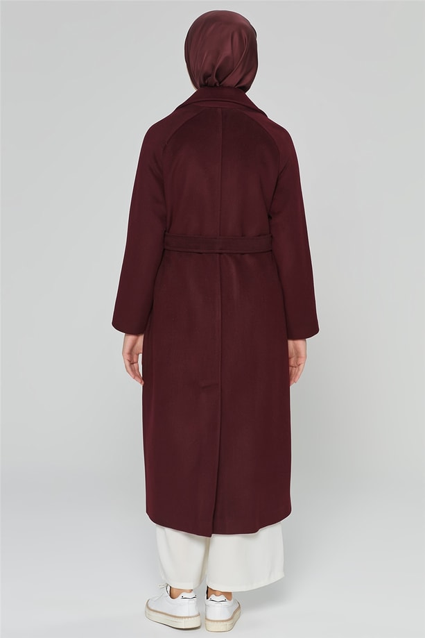 Armine Beli Bağlamalı Manto 20Ka8409 Bordo