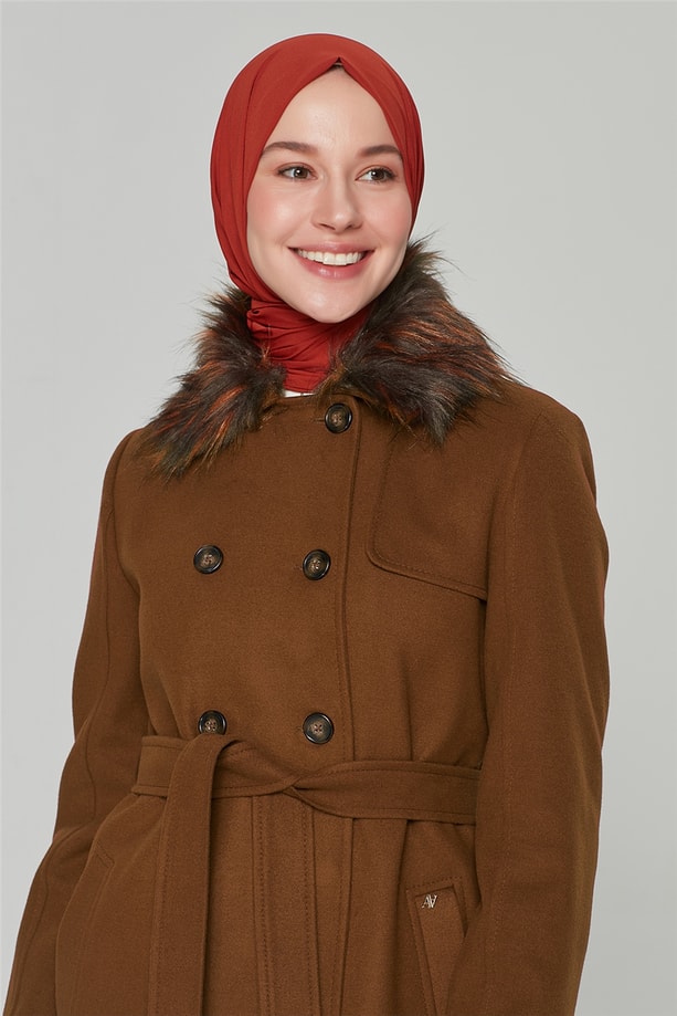 20K8425 Armine Manto Kahverengi