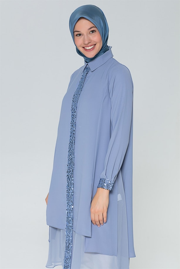 Armine Tunik 20Ya4245 Gri Mavi