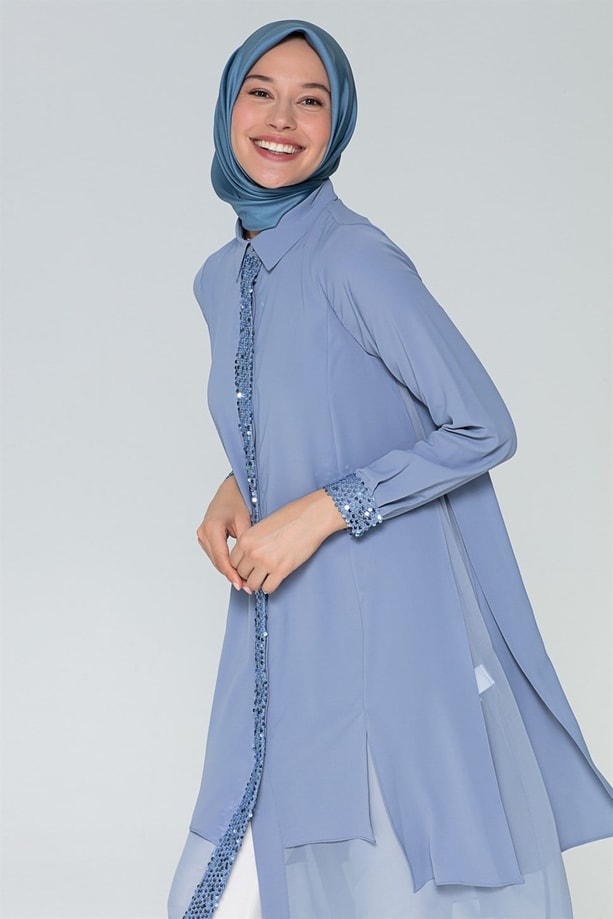 Armine Tunik 20Ya4245 Gri Mavi