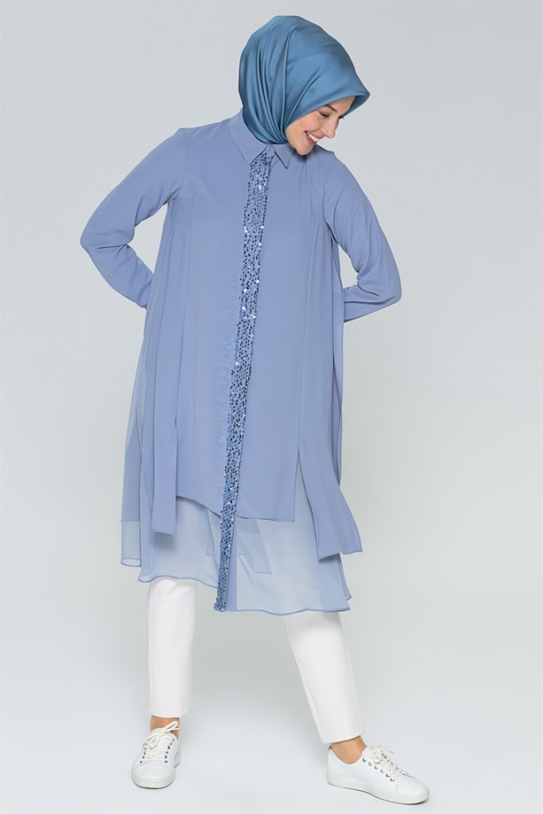 Armine Tunik 20Ya4245 Gri Mavi