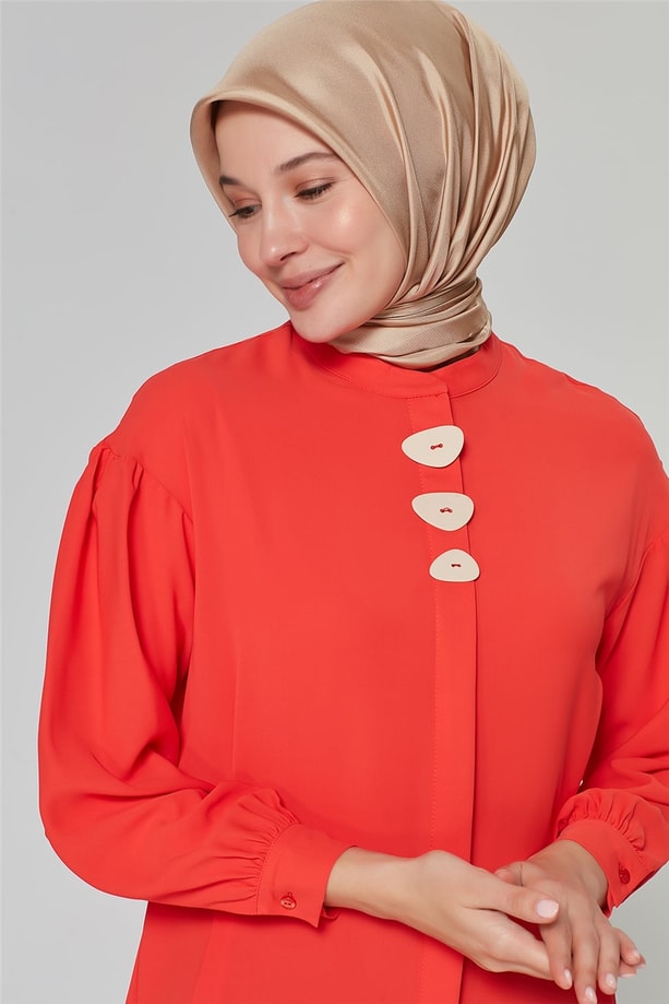 Armine Büyük Düğmeli Tunik 20Ya4316 Narçiçeği
