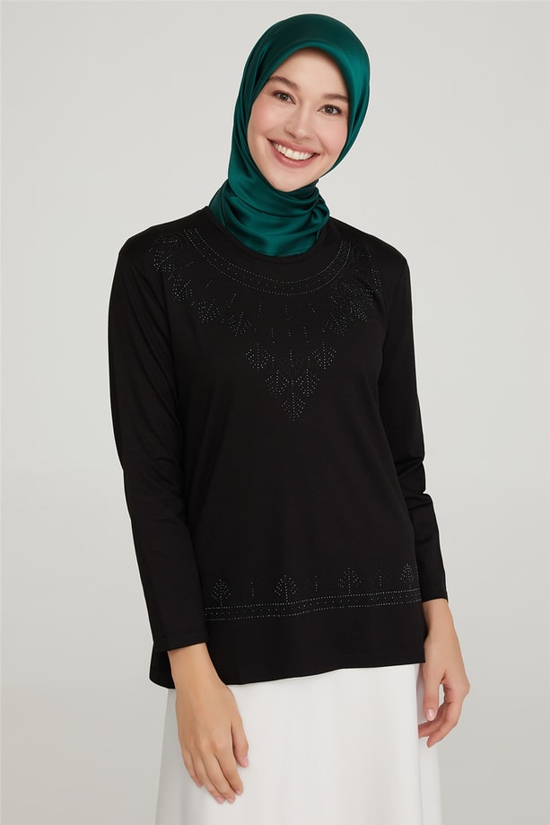 Armine Önü İşlemeli Anne Penye 20Ya9009 Siyah