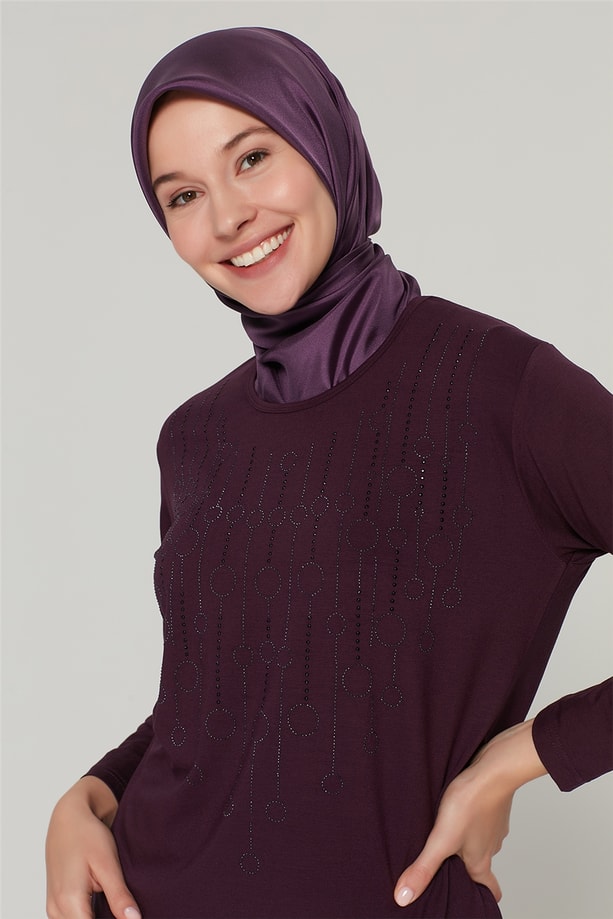 Armine Önü İşlemeli Anne Penye 20Ya9014 Mürdüm