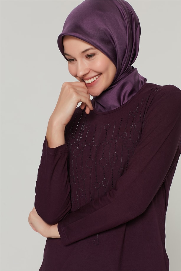 Armine Önü İşlemeli Anne Penye 20Ya9014 Mürdüm