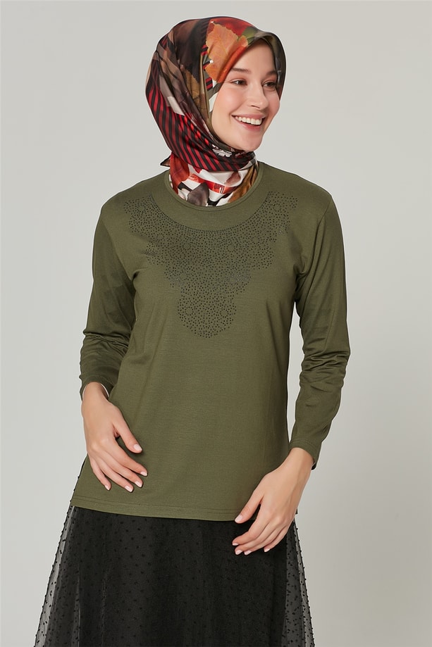 Armine Önü İşlemeli Anne Penye 20Ya9016 Haki