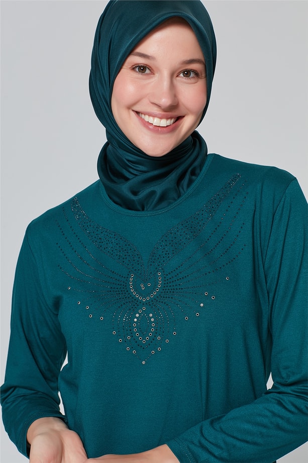 Armine Önü İşlemeli Anne Penye 20Ya9017 Zümrüt
