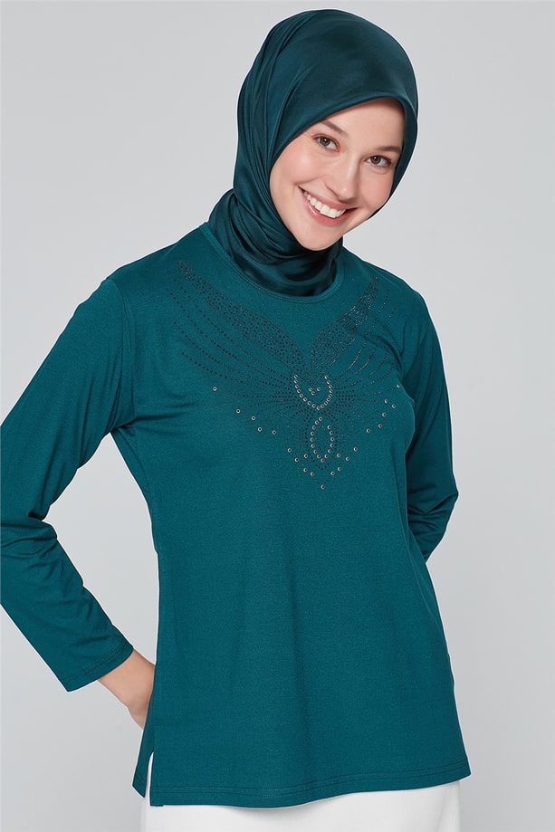 Armine Önü İşlemeli Anne Penye 20Ya9017 Zümrüt