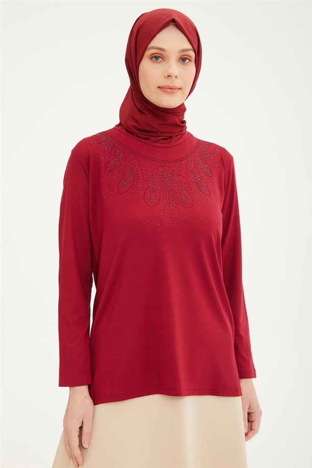 Armine Önü İşlemeli Anne Penye 20Ya9024 Bordo
