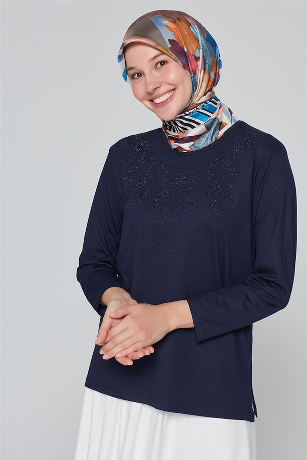 Armine Önü İşlemeli Anne Penye 20Ya9024 Lacivert