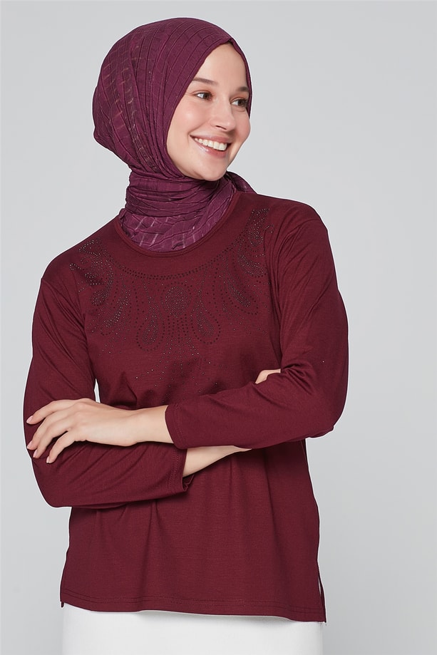 Armine Önü İşlemeli Anne Penye 20Ya9024 Vişne