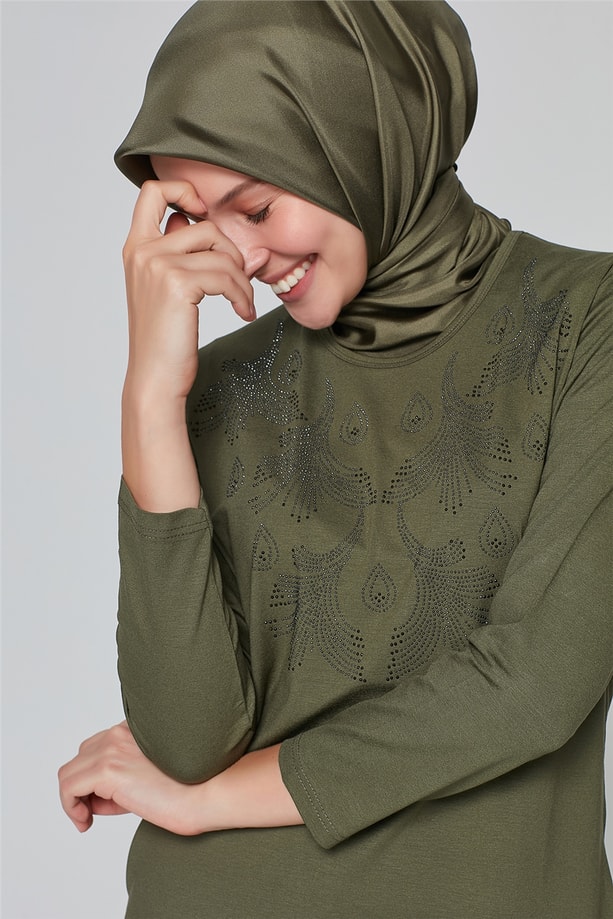 Armine Önü İşlemeli Anne Penye 20Ya9025 Haki