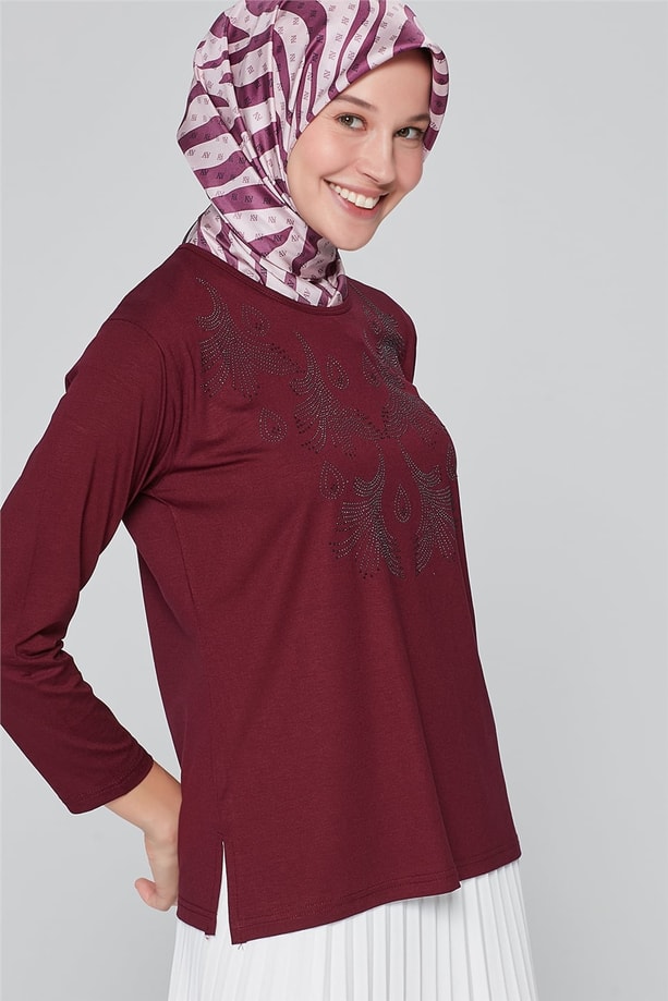 Armine Önü İşlemeli Anne Penye 20Ya9025 Vişne