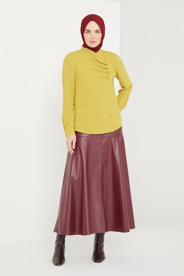 Armine Deri Etek 21K1132 Bordo