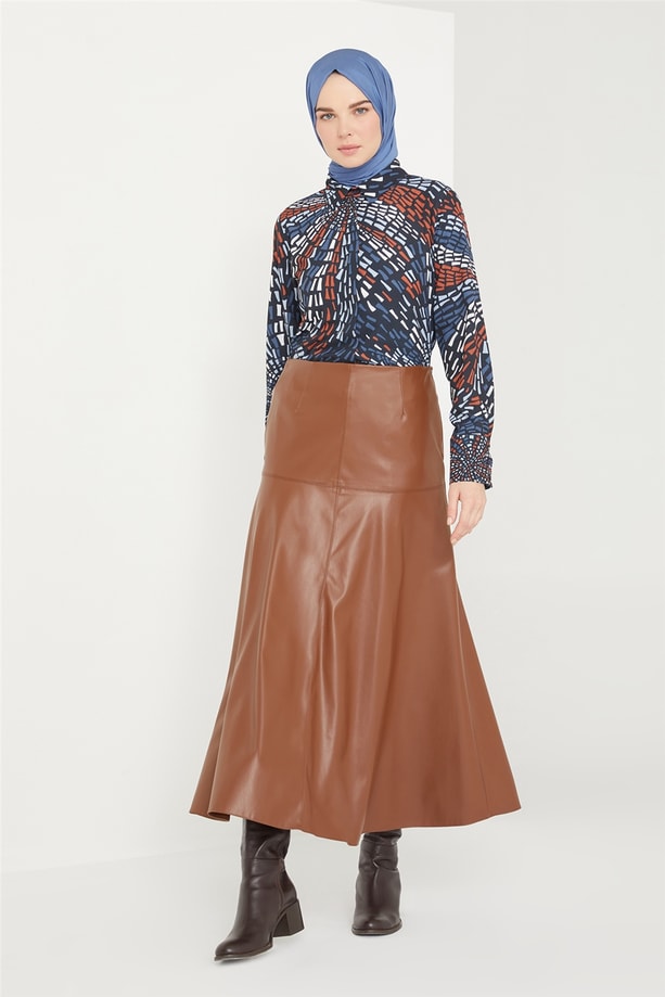 Armine Deri Etek 21K1132 Kahverengi