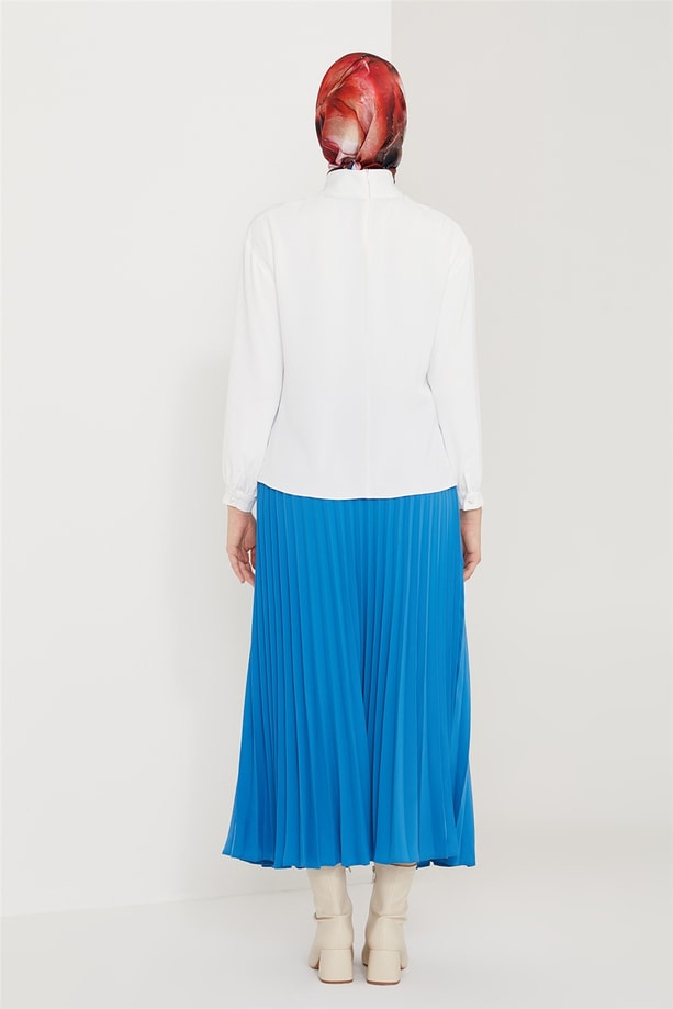 Armine Yakası Drapeli Bluz 21K3003 Ekru