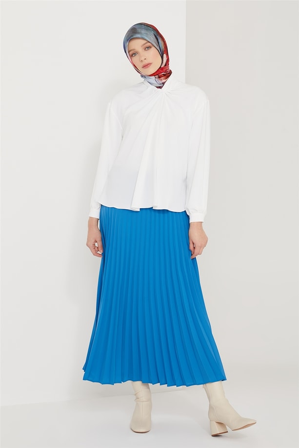 Armine Yakası Drapeli Bluz 21K3003 Ekru