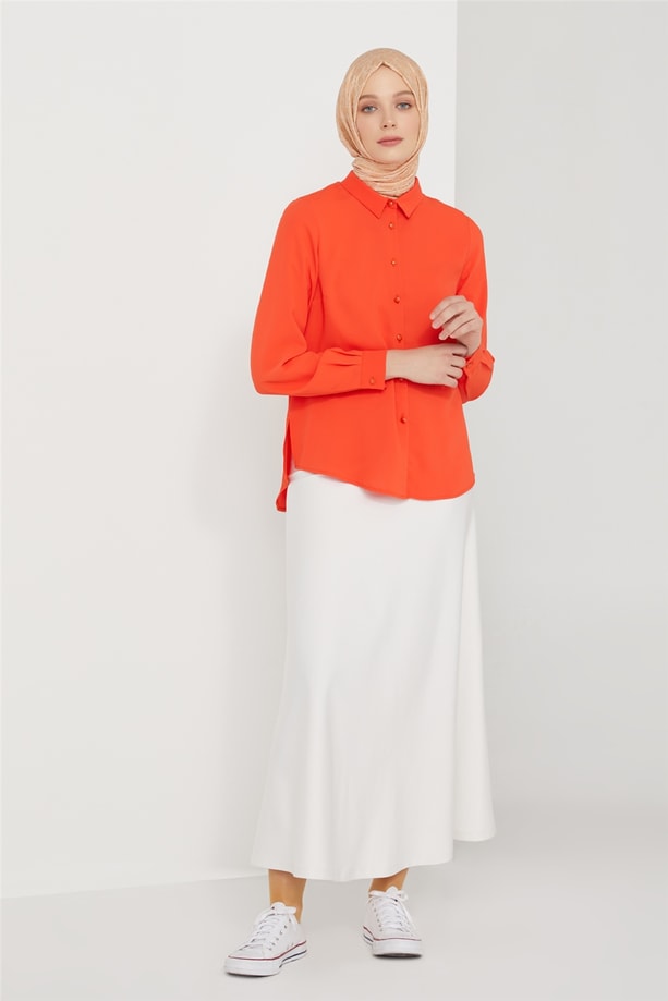 Armine Arkası Pliseli Bluz 21K3004 Kırmızı