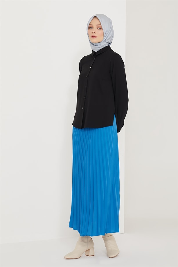 Armine Arkası Pliseli Bluz 21K3004 Siyah