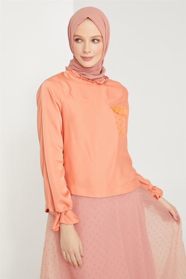 Armine Cep ve Pens Fırfırlı Bluz 21K3010 Mango