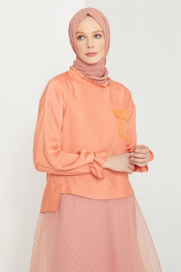 Armine Cep ve Pens Fırfırlı Bluz 21K3010 Mango
