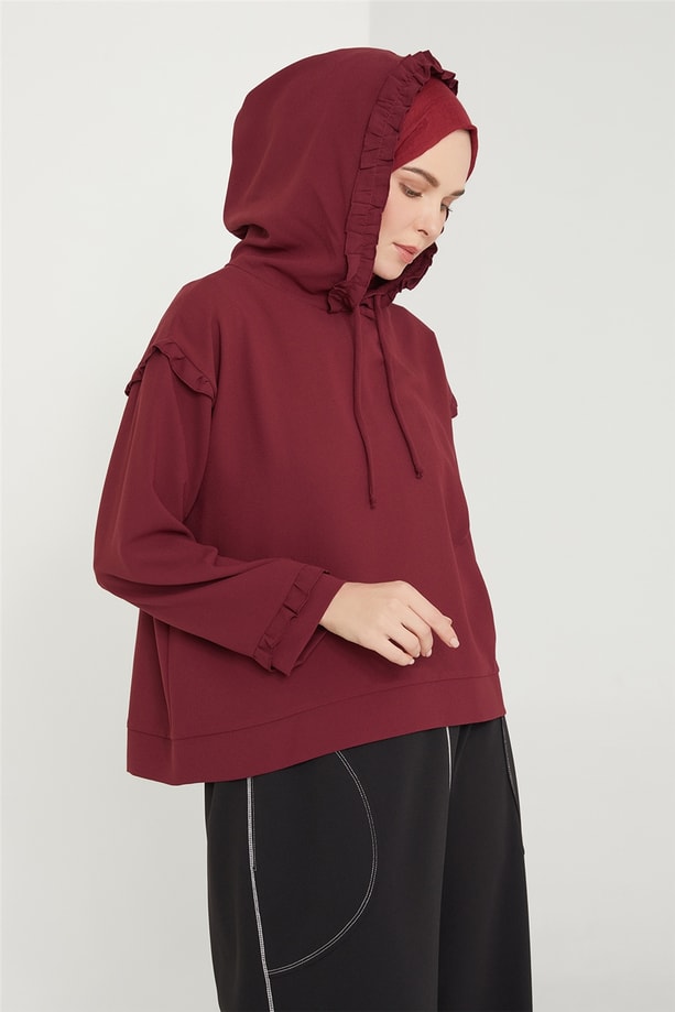 Armine Fırfır Detaylı Bluz 21K3015 Mürdüm