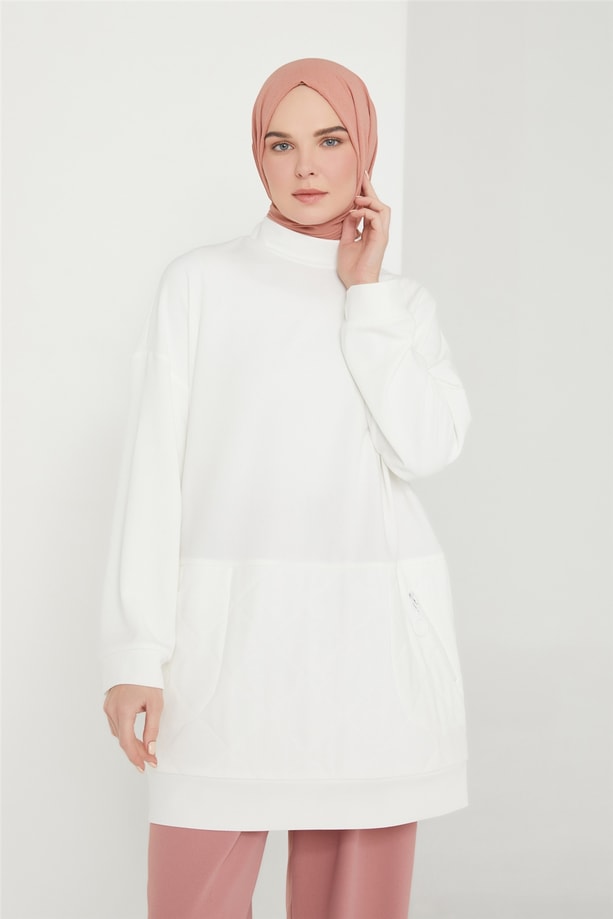 Armine Kapitone Detaylı Bluz 21K3016 Ekru