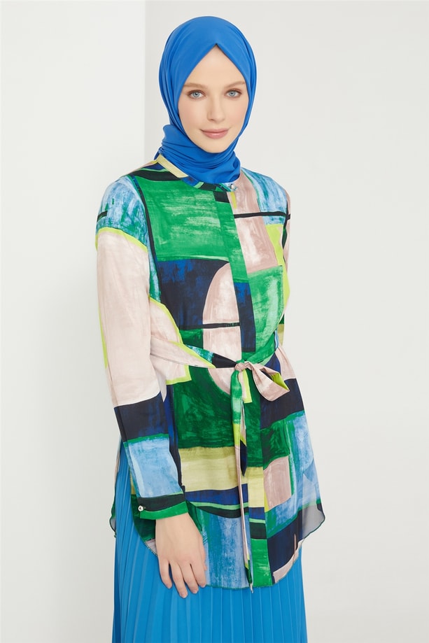 Armine Desenli Gömlek 21K3019 Lacivert