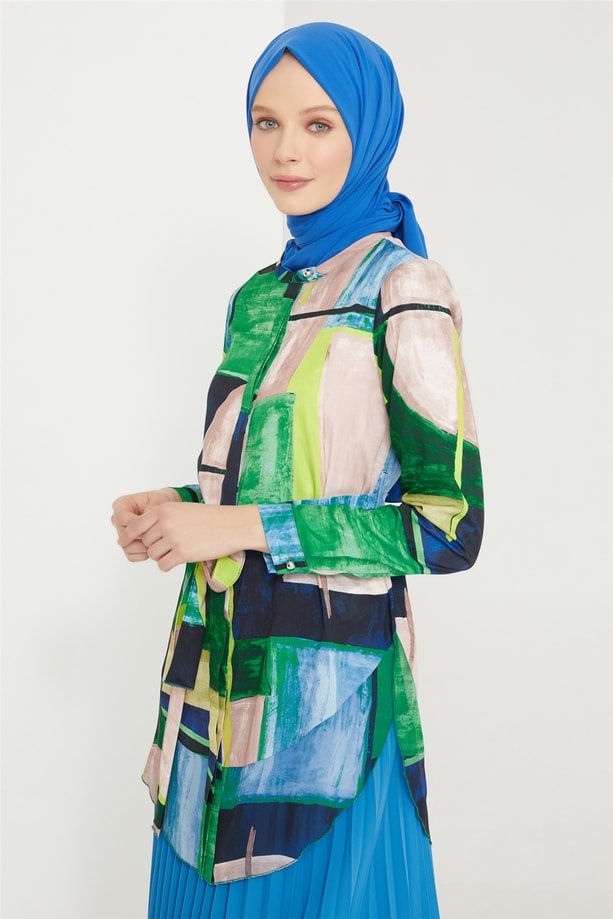 Armine Desenli Gömlek 21K3019 Lacivert