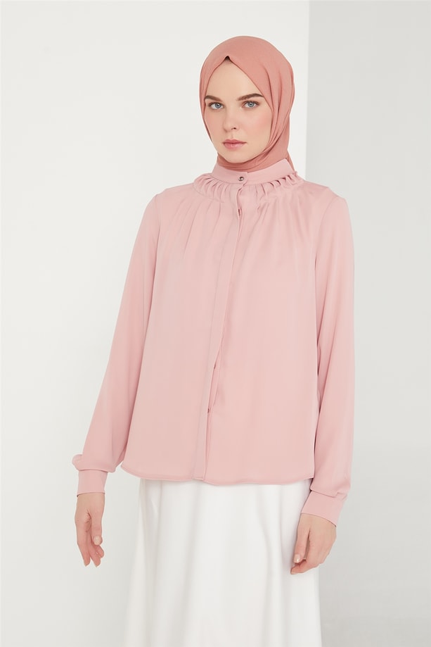 Armine Nervürlü Bluz 21K3030 Gül Kurusu