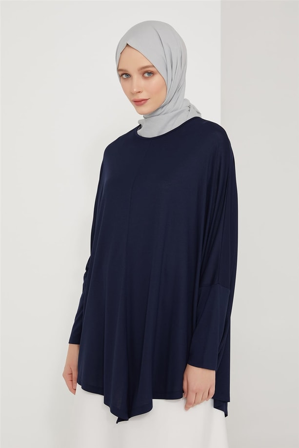 Armine Yarasa Kol Salaş Bluz 21KS3036 Lacivert