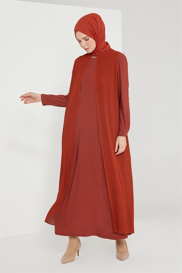 Armine Abiye Elbise 21KD3308 Kiremit