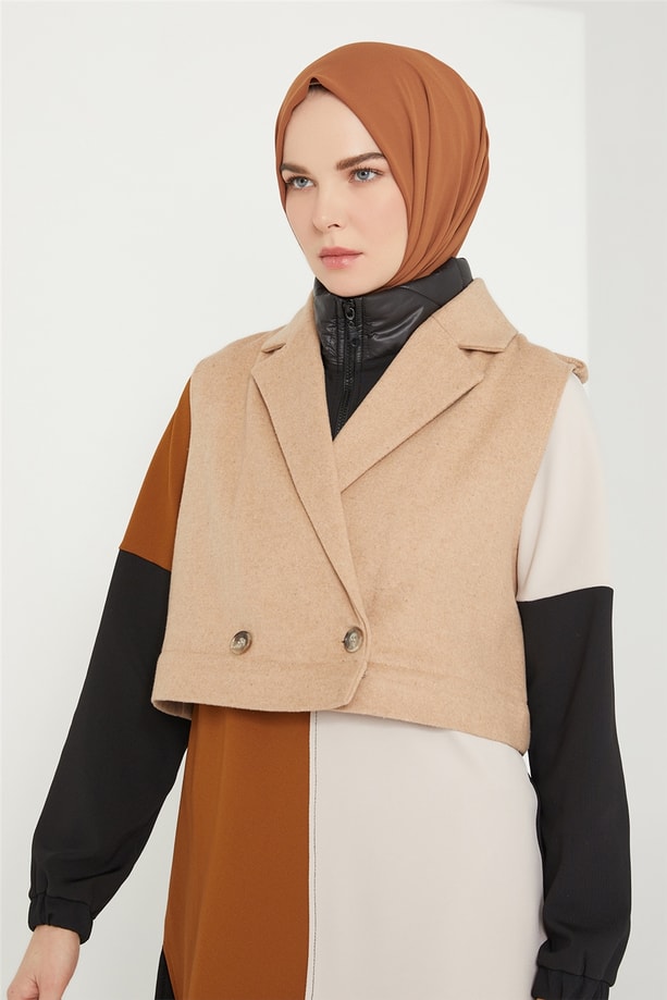 Armine Kaşe Yelek 21K4404 Kum