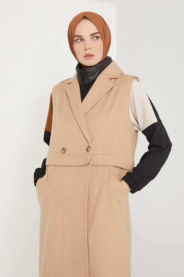 Armine Kaşe Yelek 21K4404 Kum