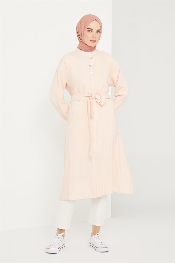Armine Sedef Düğmeli Tunik 21KS4434 Pudra
